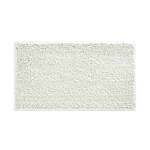 Non-Slip Astor Chenille 20 in. x 34 in. White Polyester Rectangle Bath Mat