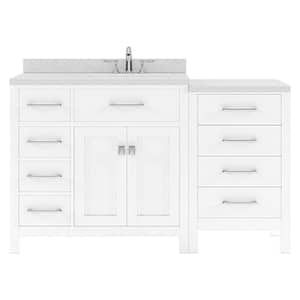 Caroline Parkway 57 in. W x 22 in. D x 35 in. H Single Sink Bath Vanity in White with Quartz Top