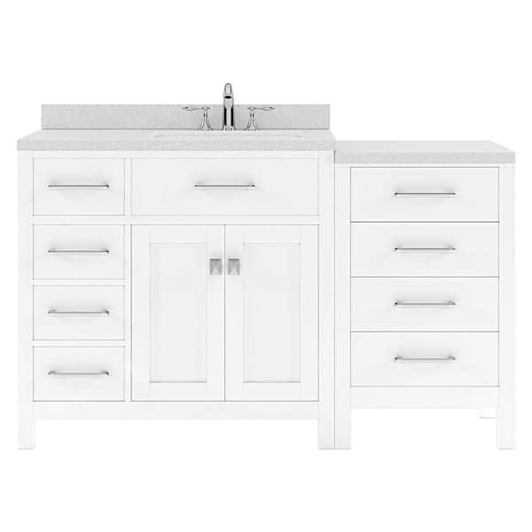 Virtu USA Caroline Parkway 57 in. W x 22 in. D x 35 in. H Single Sink Bath Vanity in White with Quartz Top