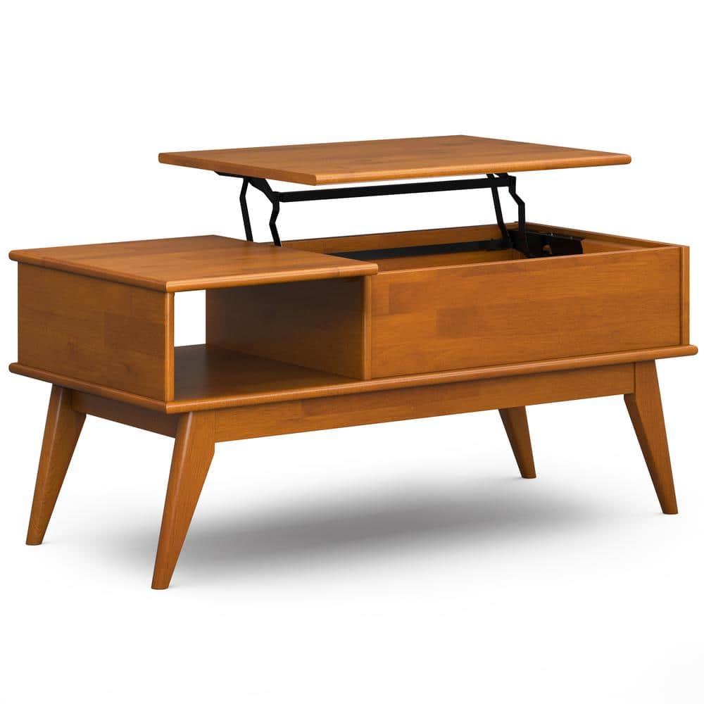 Simpli Home Draper 48 in. Teak Brown Wide Rectangle Solid