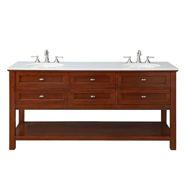 Home Decorators Collection Austell 67 in. W x 22 in. D x 35 in. H Bath Vanity in Espresso with White Marble Vanity Top