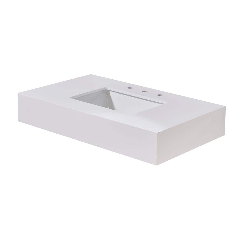 36" White Ceramic Vanity Top with Integrated Sink