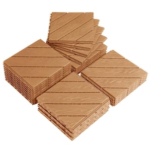 0.98 ft. x 0.98 ft. Brown Plastic Deck Tile (27 Per Case)