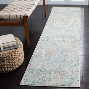 Madison Ivory/Teal 2 ft. x 6 ft. Geometric Abstract Runner Rug