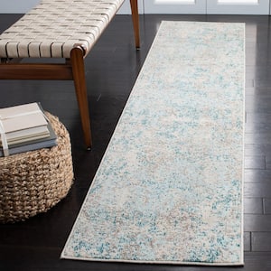 Madison Ivory/Teal 2 ft. x 8 ft. Geometric Abstract Runner Rug