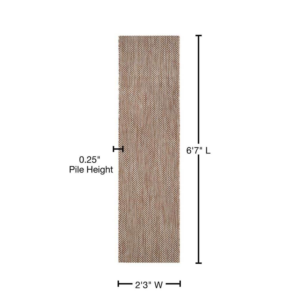 Natural and Black 27" Non-Slip Synthetic Runner Rug