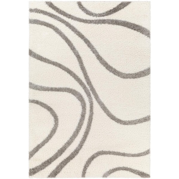 Livabliss Cloudy Shag Cream/Light Brown 8 ft. x 10 ft. Indoor Area Rug