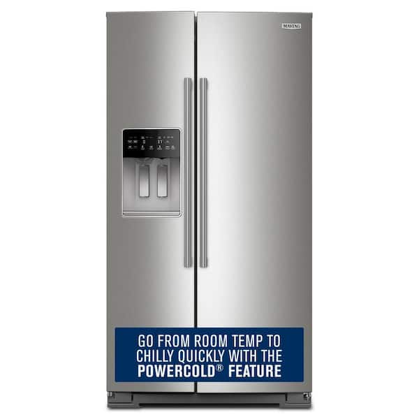 36 in. 28.7 cu. ft. Full-Depth Side-by-Side Refrigerator in Fingerprint Resistant Stainless Finish w/ PowerCold Feature