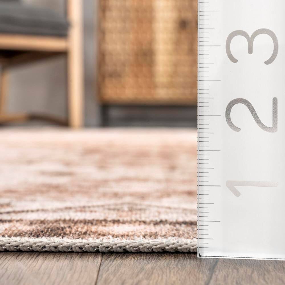Jessamine Beige Geometric Washable Synthetic Area Rug