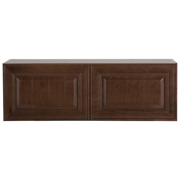 Hampton Bay Benton Assembled 36x12x12 in. Wall Cabinet in Butterscotch