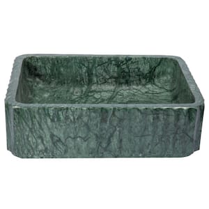 Rectangular Ridged 18 in . Vessel Bathroom Sink in Green Marble