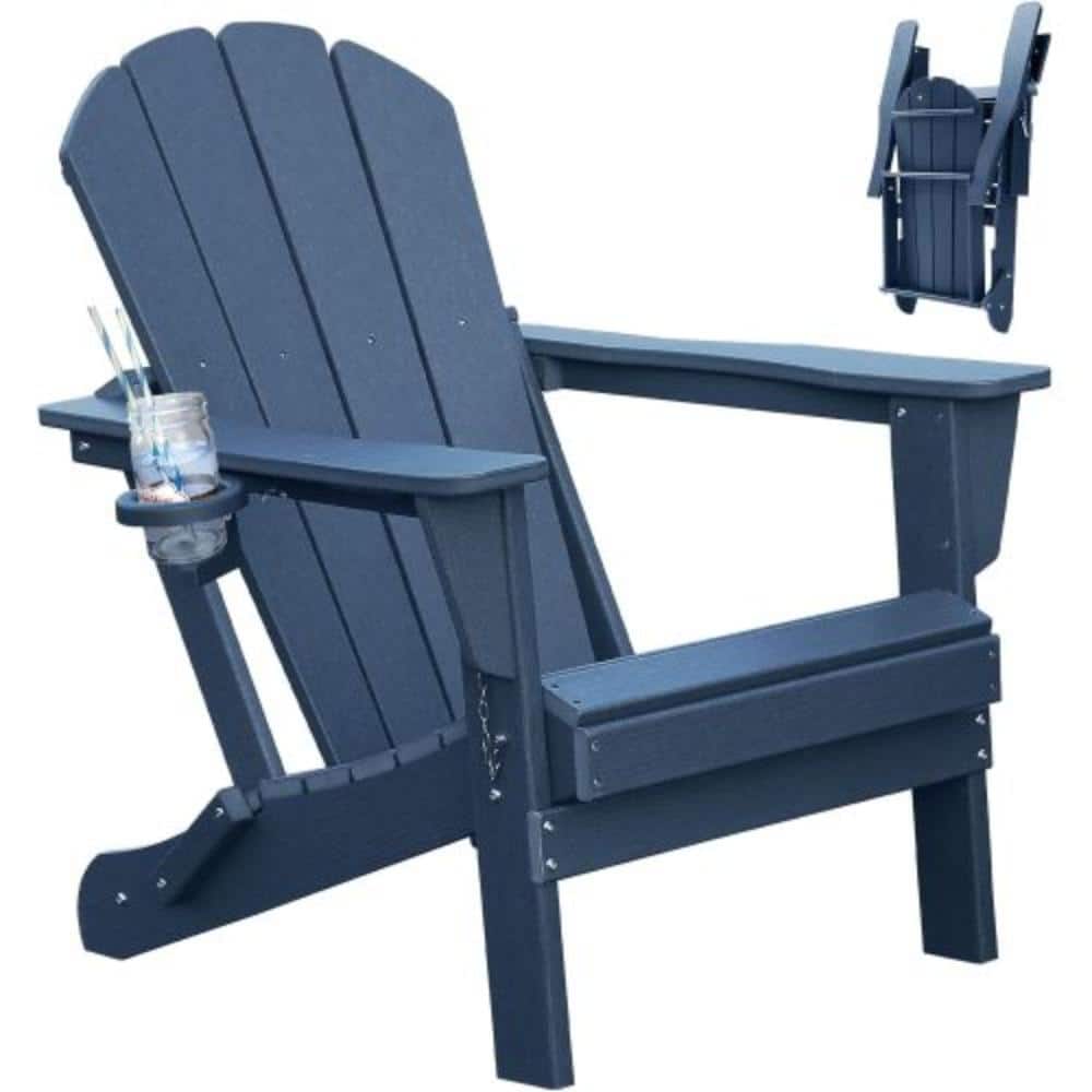 Blue Folding Adirondack Chair,HDPE Folding Adirondack Chair,Outdoor Fire Pit Chair Adirondack Chair with Cup Holder price history on PriceWatchPro
