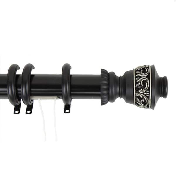 Rod Desyne 30 in. - 48 in. Lattice Decorative Traverse Rod in Black with Rings