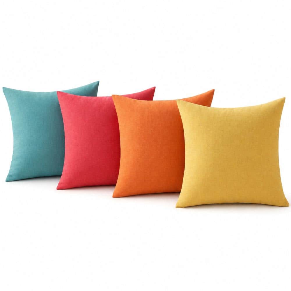 4-Pack 18 in. x 18 in. Red Farmhouse Linen Outdoor Throw Pillow Covers, Decorative Cushion Cases for Patio Sofa price history on PriceWatchPro