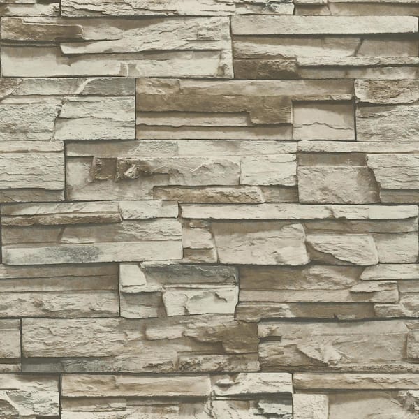 RoomMates Brown Stacked Stone Peel and Stick Wallpaper (Covers 28.18 sq. ft.)