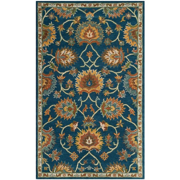 SAFAVIEH Heritage Navy 5 ft. x 8 ft. Floral Area Rug