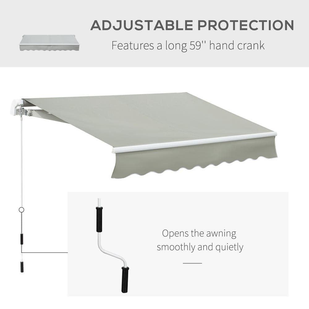 Gray 8' x 7' Aluminum Frame Patio Retractable Awning