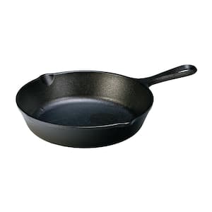 8 in. Cast Iron Skillet in Black with Pour Spout
