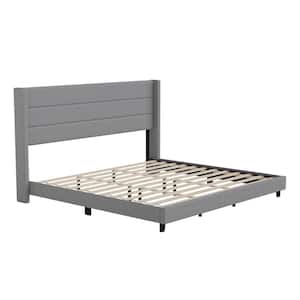 Gray Wood Frame King Platform Bed