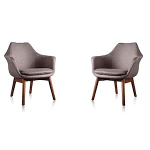 Cronkite Grey and Walnut Twill Accent Arm Chair (Set of 2)