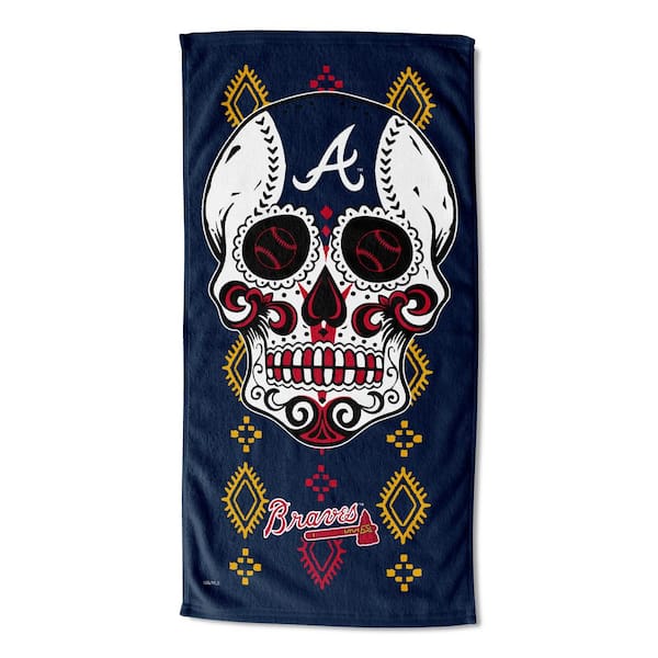 THE NORTHWEST GROUP MLB Braves Candy Skull Printed Cotton/Polyester Blend Multicolor Beach Towel