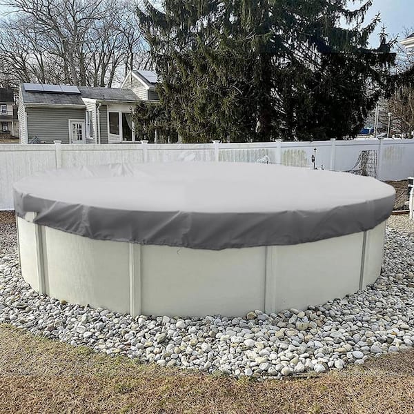 10 ft. Round Light Gray Above Ground Waterproof Pool Winter Cover, Swimming Pool Cover Protector