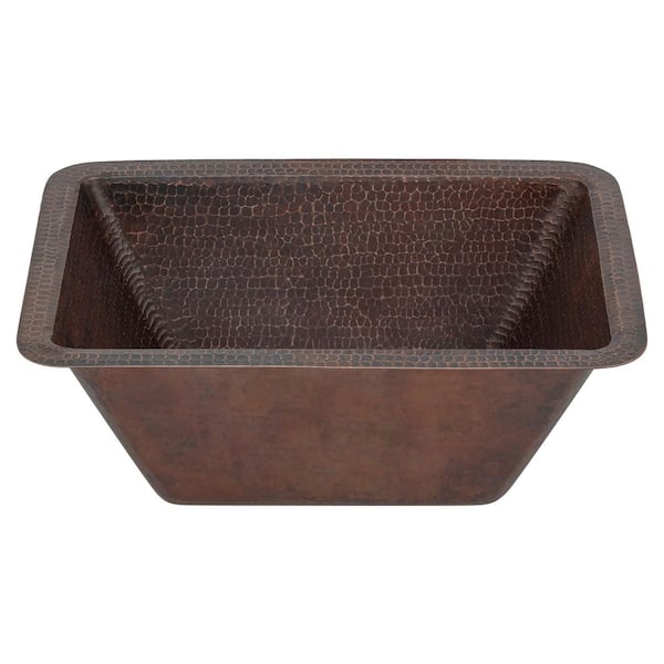 Bronze 16 Gauge Copper 17 in. Undermount Rectangle Bar Sink with 2 in. Drain Opening