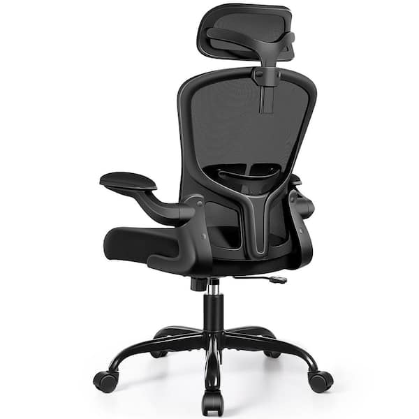 Fabric Cushioned Ergonomic Office Chair in Black-2 with Adjustable Armrests and Backrest, SGS-certified Gas Lift