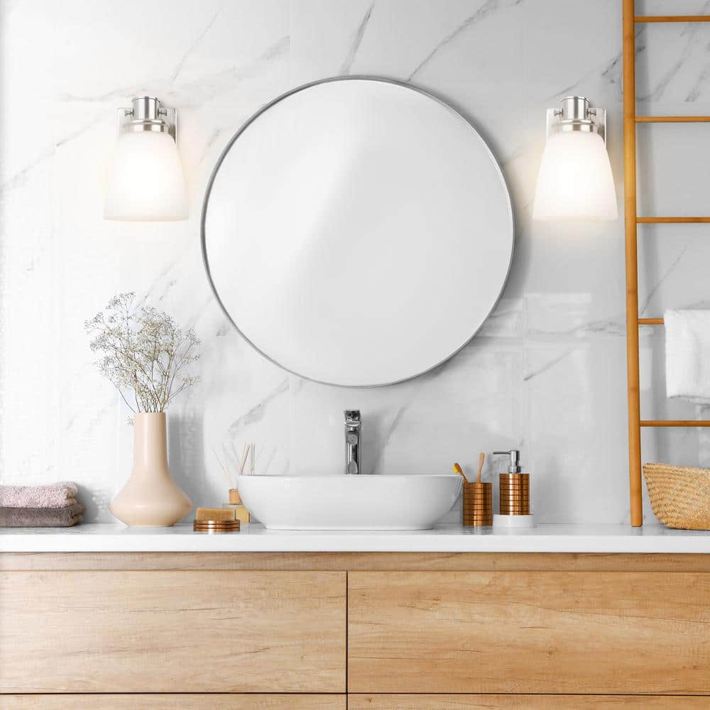 Satin Nickel Wall Sconce with Frosted Glass Shade