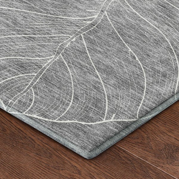 Mayfield Premium Machine Washable Abstract AMF2506 Gray 10 ft. x 14 ft. Area Rug