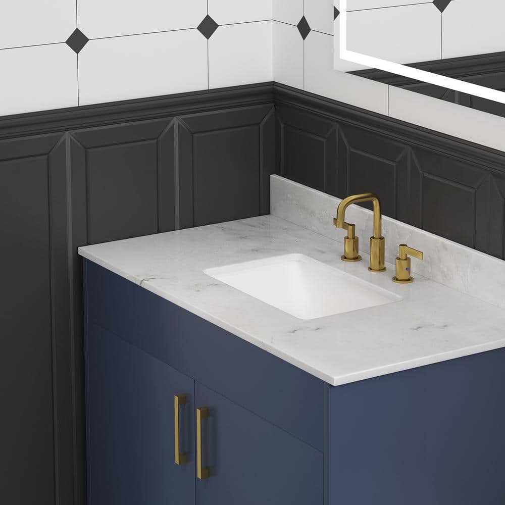 Carlsber 37" White Marble Undermount Single Sink Vanity Top