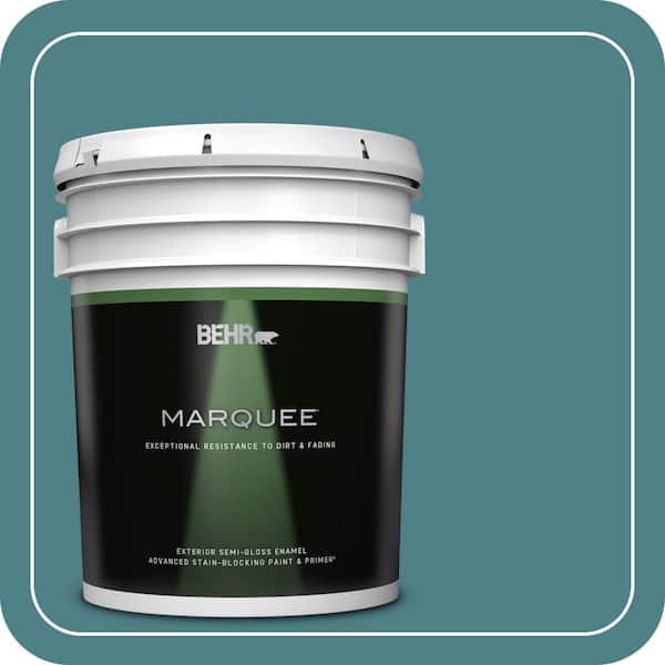 BEHR MARQUEE 5 gal. #ICC-75 Tapestry Teal Semi-Gloss Enamel Exterior Paint & Primer