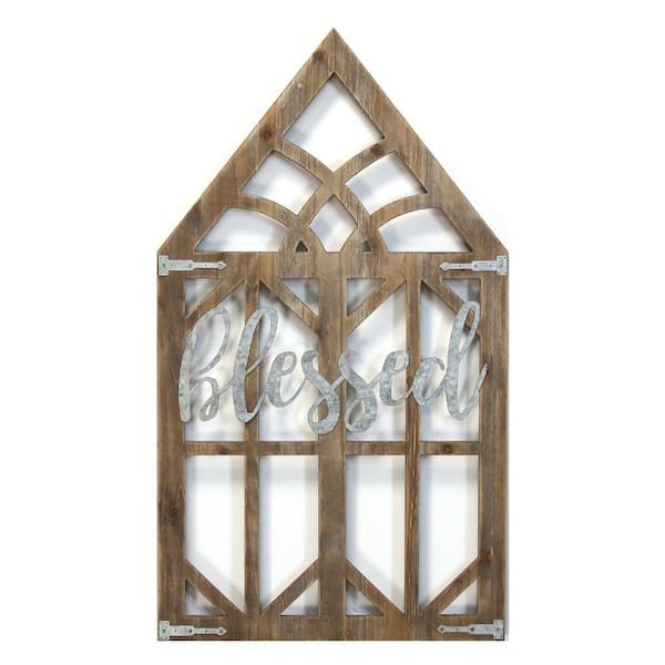 HomeRoots Victoria Wooden Multi-Colored Window Shape Framed Wall Art