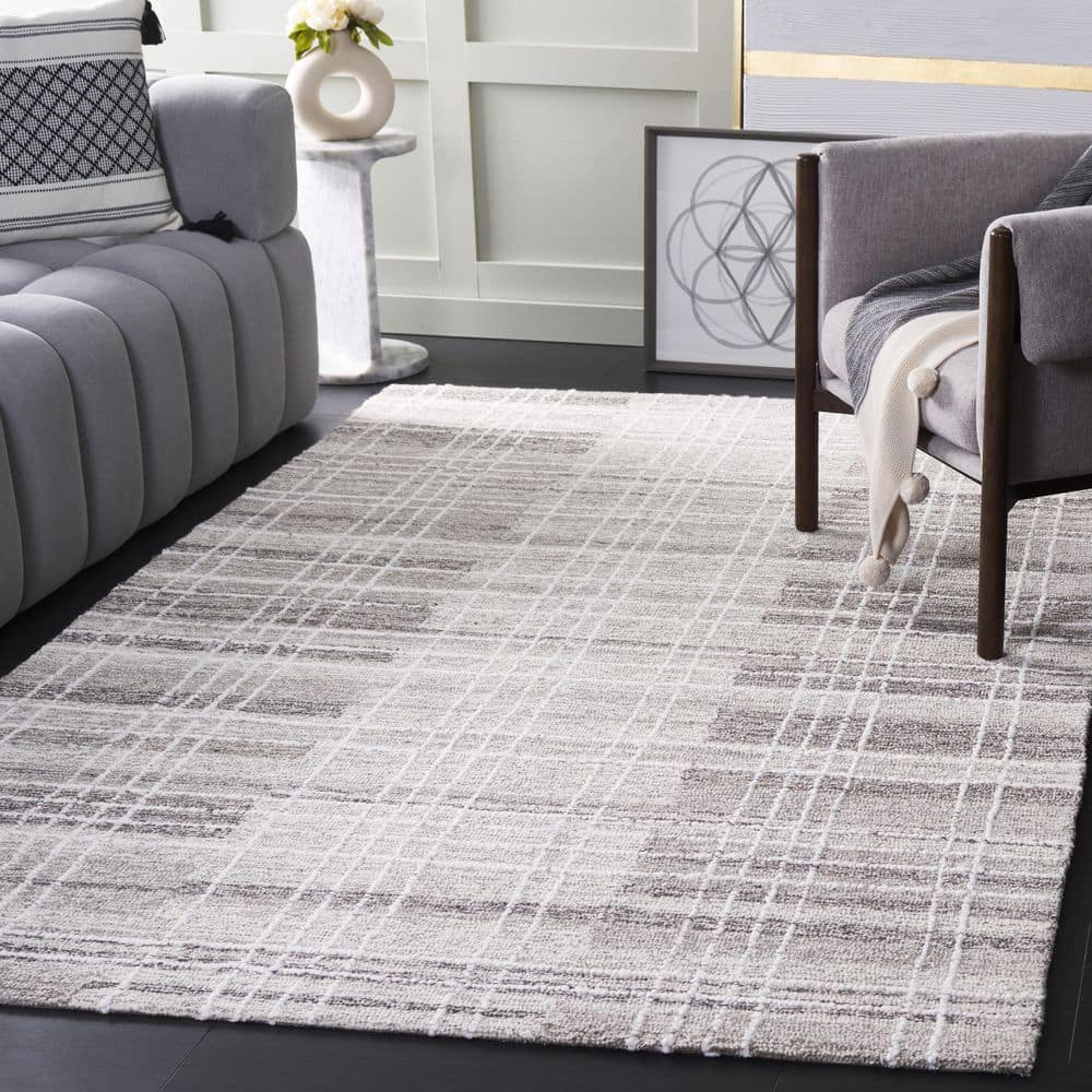 Metro 5 ft. x 8 ft. Gray Minimalist Plaid Area Rug price history on PriceWatchPro