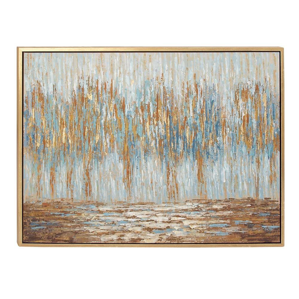 47" x 36" Blue and Gold Abstract Tree Framed Wall Art