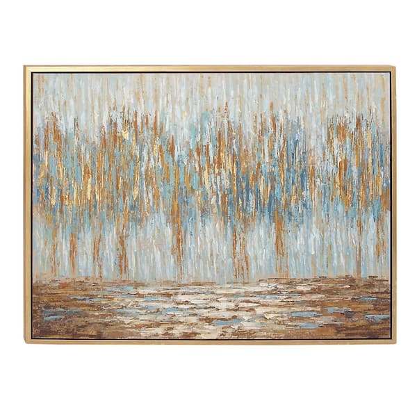 1- Panel Tree Framed Wall Art with Gold Frame 36 in. x 47 in.