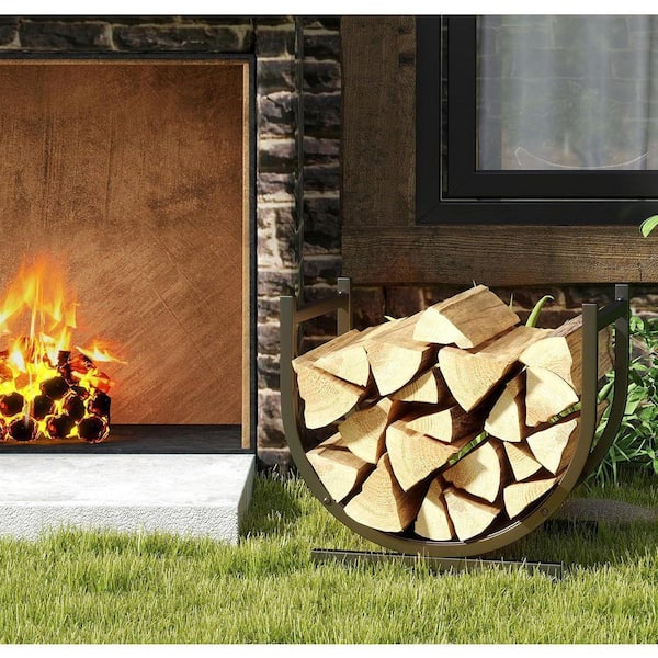 17 in. W Indoor Firewood Rack Decorative Wood Holder PUS546VY