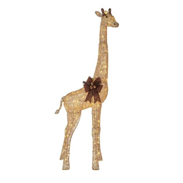 Home Accents Holiday 73 in. LED Lighted Gold Grapevine Giraffe