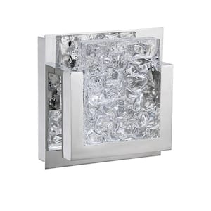 ICE-LAVA 6.7 in. 1 Light Chrome LED Wall Sconce with Clear Glass Shade