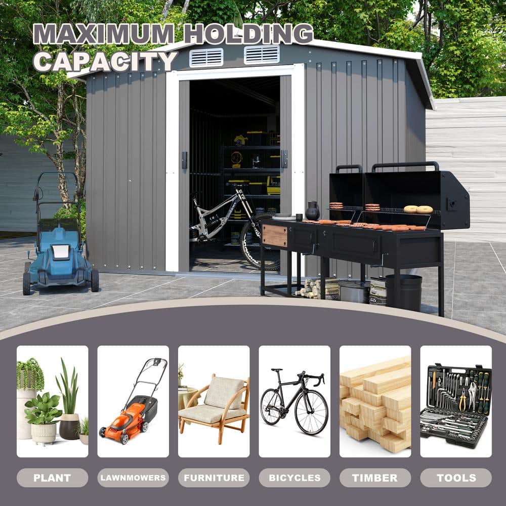 Hot Seller 10 ft. x 8 ft. Metal Shed Waterproof Tool for Backyard Patio, La