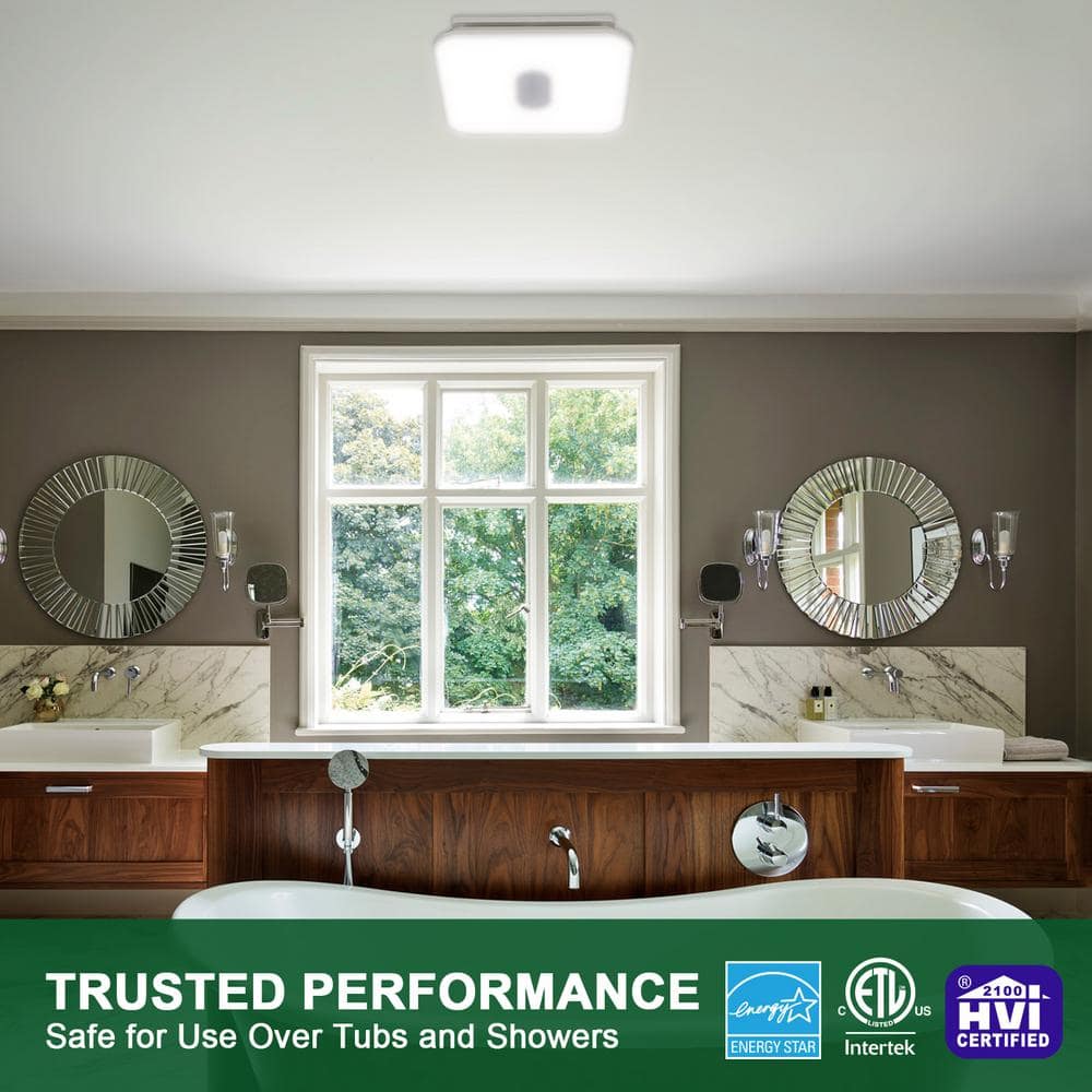 White Energy Star Ceiling Mount Bathroom Exhaust Fan with Light