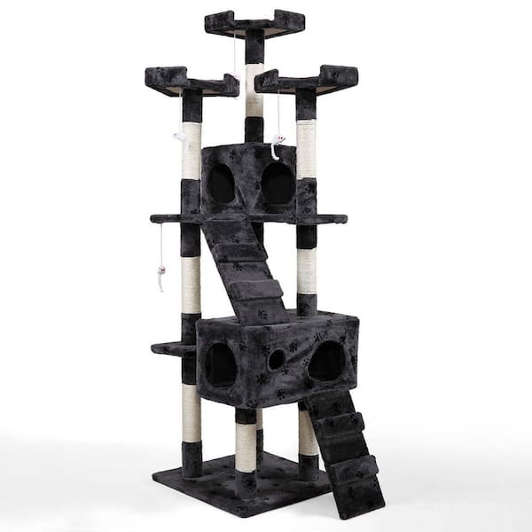 Foobrues Multi-Level Cat Tree Tower House in Gray