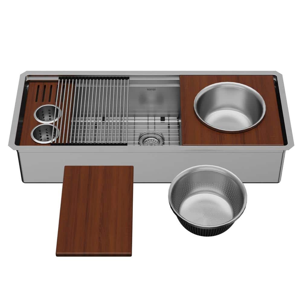 Elite 45'' Stainless Steel Farmhouse Workstation Sink