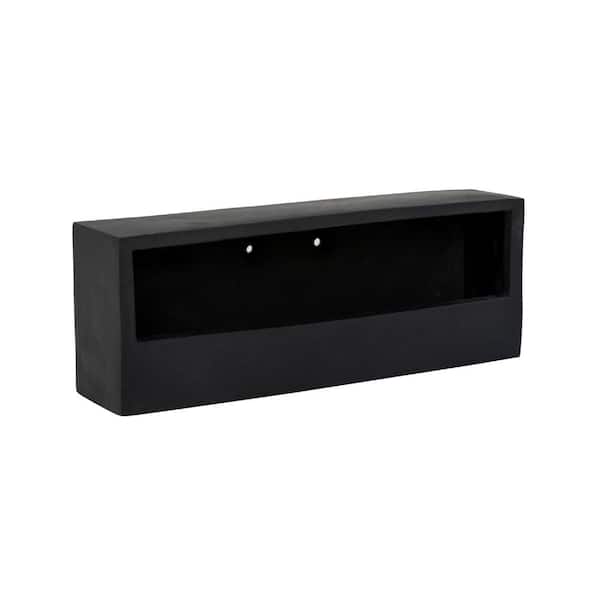 PotteryPots 15.75 in. L x 5.12 in. H XS Rectangle Black Fiberstone Balcony Low Wally Planter, Modern Garden Decor