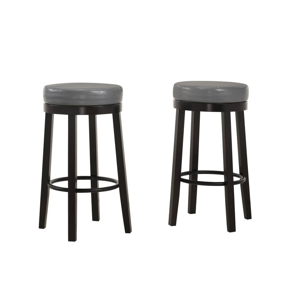 Rustic Farmhouse Swivel 30" Bar Stool in Gray and Espresso, Set of 2