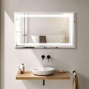 RS 24 in. W x 40 in. H Rectangular Beveled Edge 3-Colors Dimmable LED Anti-Fog Memory Wall Mount Bathroom Vanity Mirror