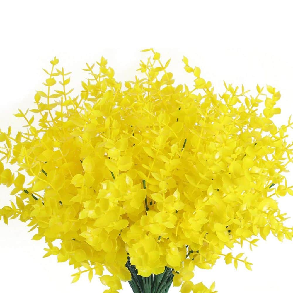 Yellow Artificial Fake Outdoor Plants Flowers, 8 Pack L0CZCXHKXW