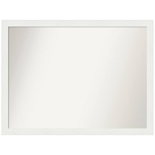 Amanti Art Vanity White Narrow 45.5 in. x 34.5 in. Custom Non-Beveled Recycled Polystyrene Framed Bathroom Vanity Wall Mirror