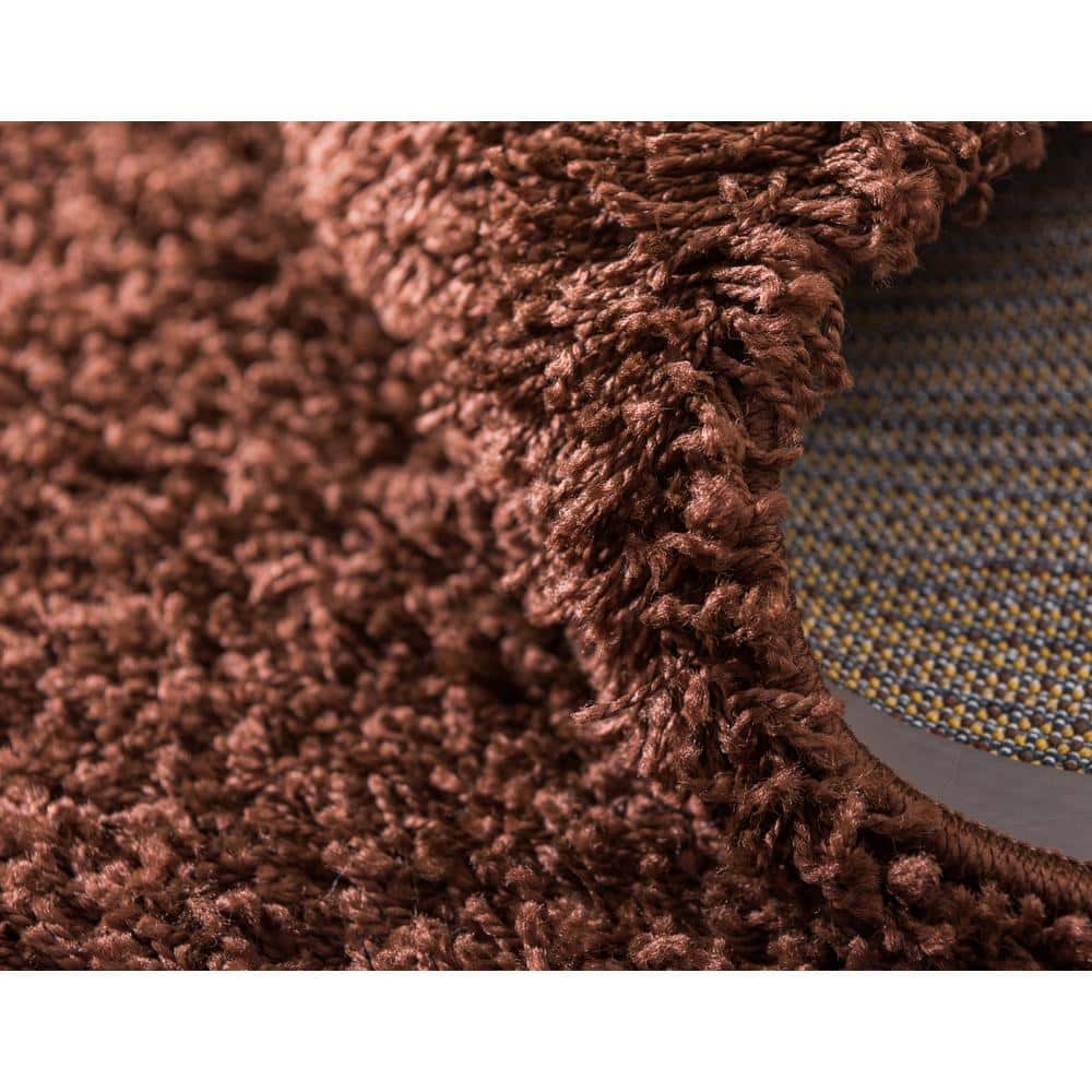 8' x 10' Brown Rectangular Solid Shag Synthetic Rug