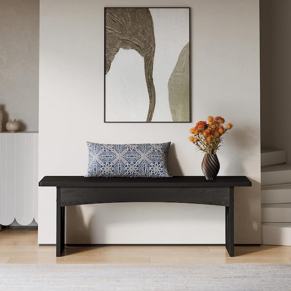BYBLIGHT Black Dining Bench 47.24 in. Farmhouse Wood Entryway Bench for Dining Room Hallway BB NY182DBGX The Home Depot
